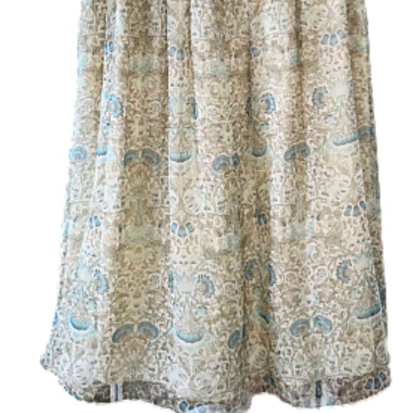 Anthropologie Maeve Silk Floral Midi Dress Cream Blue Boho Feminine M - Picture 6 of 9